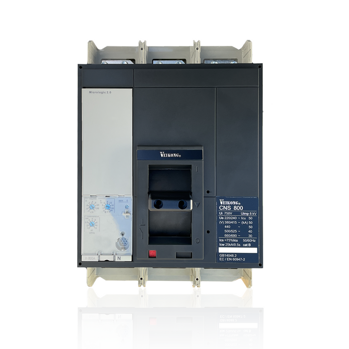 Interruptor termomagnético con relevador electrónico 2.0, en caja moldeada, CNS1600N, 3P , 50 KA a 440V, regulable 1600-640 Amperes , aplicable para arrancador: VKS-8000-700-T4/800-T4