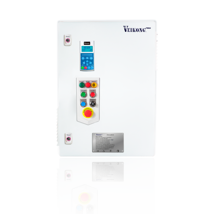Arrancador Suave en Gabinete VKS-8000-018.5-T4PRO Trifásico, 380 - 480 VAC, 25 hp. Incluye: Interruptor termomagnético, panel de control, botones, paro de emergencia, y supresor de sobrevoltaje