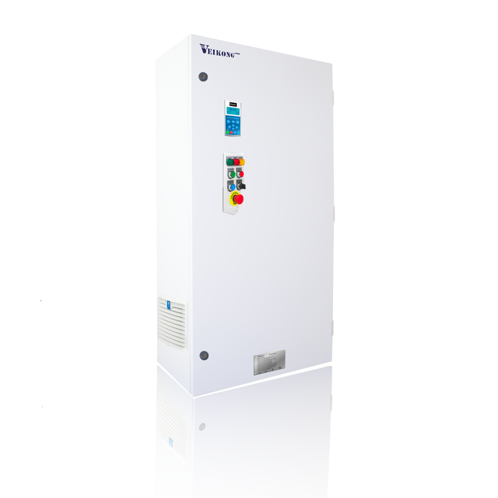 Arrancador Suave en Gabinete VKS-8000-055-T4PRO Trifásico, 380 - 480 VAC, 75 hp.  Incluye: Interruptor termomagnético, panel de control, botones e indicador digital, paro de emergencia, y supresor de sobrevoltaje