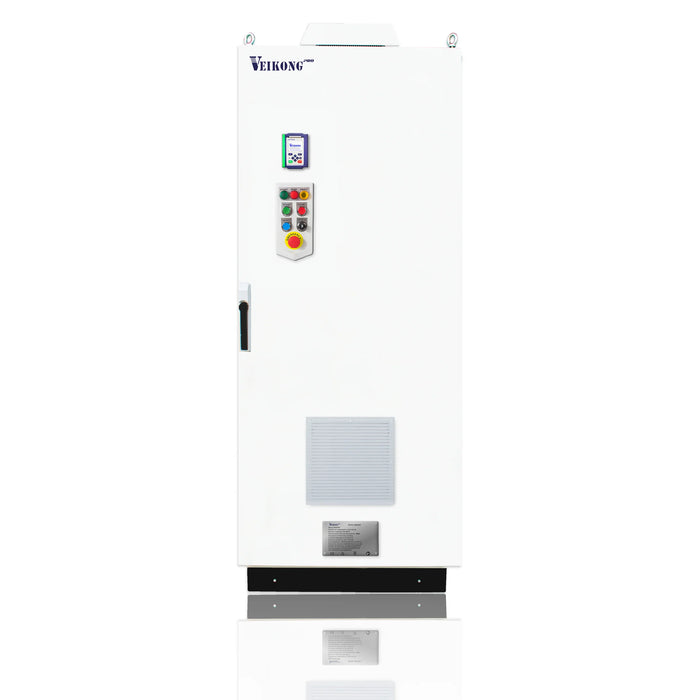 VEIKONG PRO DRIVE Marca Veikong 150 HP VFD500-40T11000-PV, 350 - 750 VDC, gabinete metálico incluye: seccionador-portafusibles, fusibles aR, estación botones arranque/paro, reset, emergencia, piloto y accesorios.