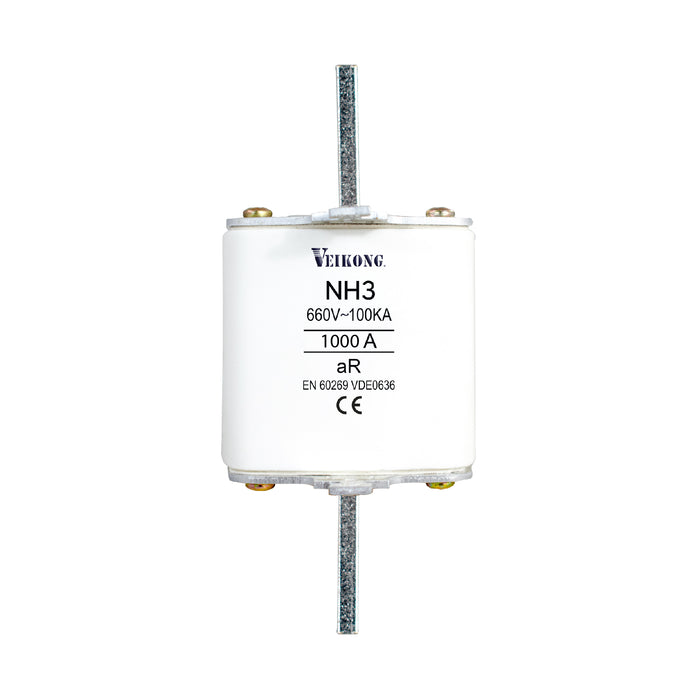 Juego de 3 Fusibles de cuchilla, Tamaño NH3 , Acción Rapida (AR), 690VAC, 1000 Amp,  100kA, para variador modelo: VFD500-160G/185PT4, VFD500-185G/200PT4, VFD500-200G/220PT4